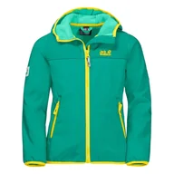 Moda i Uroda OUTLET - Kurtka dziecięca Jack Wolfskin Fourwinds softshell zielona z kapturem-164 - miniaturka - grafika 1
