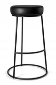 Taborety i hokery - Hoker Alto Czarny Barowy Ekoskóra Wysoki Stalowy - miniaturka - grafika 1