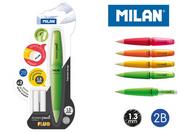 Przybory szkolne - MILAN Ołówek mechaniczny Capsule Fluo 2B 1,3 mm + 2 zapasowe gumki - miniaturka - grafika 1