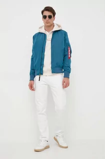 Kurtki męskie - Alpha Industries kurtka bomber męski kolor niebieski przejściowa - grafika 1