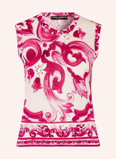 Koszulki i topy damskie - Dolce & Gabbana Dzianinowy Top Z Jedwabiu pink - grafika 1
