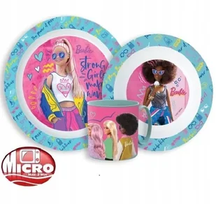 BARBIE zestaw śniadaniowy talerz miska kubek 265ml - Zestawy naczyń dla dzieci - miniaturka - grafika 1
