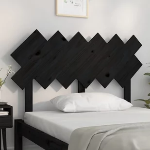 Lumarko Wezgłowie łóżka, czarne, 122,5x3x80,5 cm, lite drewno sosnowe - Inne meble do sypialni - miniaturka - grafika 4