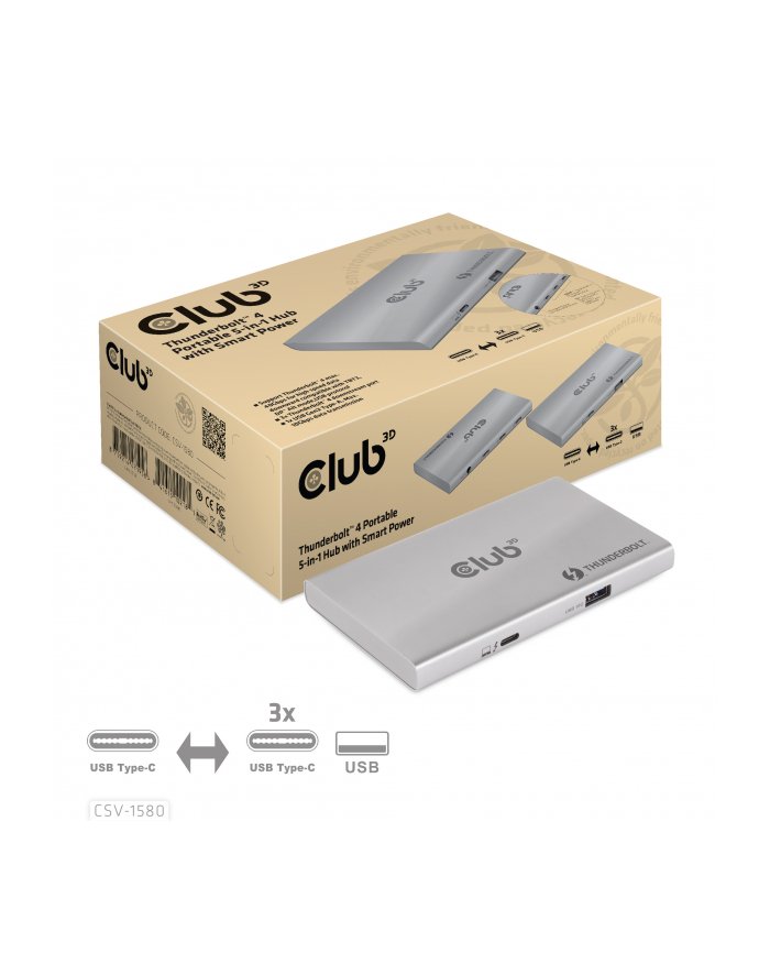 CSV-1580 Certyfikowany hub Thunderbolt 4 5w1 Smart Power