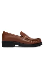 Półbuty damskie - Tommy Hilfiger Lordsy Th Square Toe Leather Loafer FW0FW08977 Brązowy - miniaturka - grafika 1