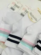 Skarpetki damskie - SKARPETY ZAKOSTKI MILUSIE B2121 131 bawełn BIAŁE Z CZARNYMI PASKAMI 32-34 - miniaturka - grafika 1