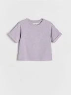 Koszulki dla dziewczynek - Reserved - Dzianinowy t-shirt - lawendowy - miniaturka - grafika 1