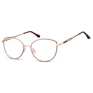 Okulary korekcyjne, oprawki, szkła - Damskie okulary zerówki oprawki korekcyjne kocie oczy Flex 888B bordo/złoty - miniaturka - grafika 1