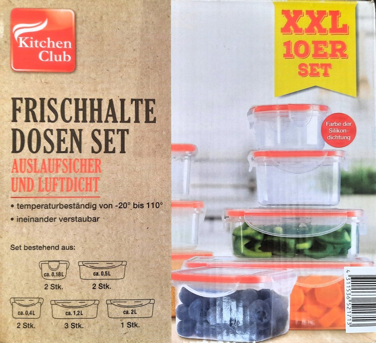 Zestaw pojemników do przechowywania żywności XXL 10 szt czerwone