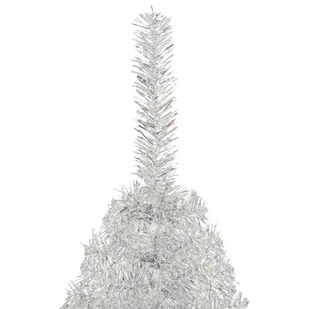 Lumarko Sztuczna choinka połówka ze stojakiem, srebrna, 120 cm, PVC - Choinki - miniaturka - grafika 6