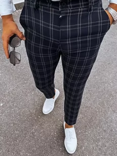 Spodnie męskie chinosy w kratę czarne Dstreet UX3953-30 - Spodnie męskie - miniaturka - grafika 1