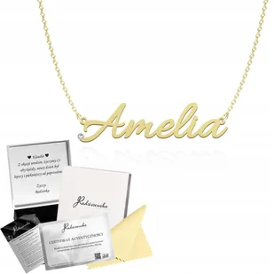 Złoty Naszyjnik z imieniem AMELIA Łańcuszek SREBRO 925 ŻYCZENIA GRATIS - Łańcuszki - miniaturka - grafika 1
