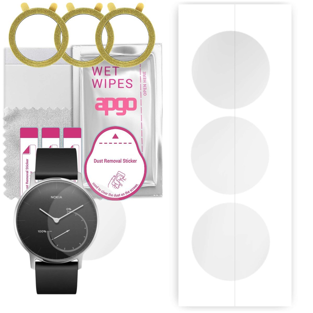 3x Folia hydrożelowa do Nokia Activite - apgo Smartwatch Hydrogel Protection Ochrona na ekran smartwatcha