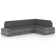 Meble ogrodowe - vidaXL 4-cz. ogrodowy zestaw wypoczynkowy, poduszki, szary rattan PE 3067170 - miniaturka - grafika 1