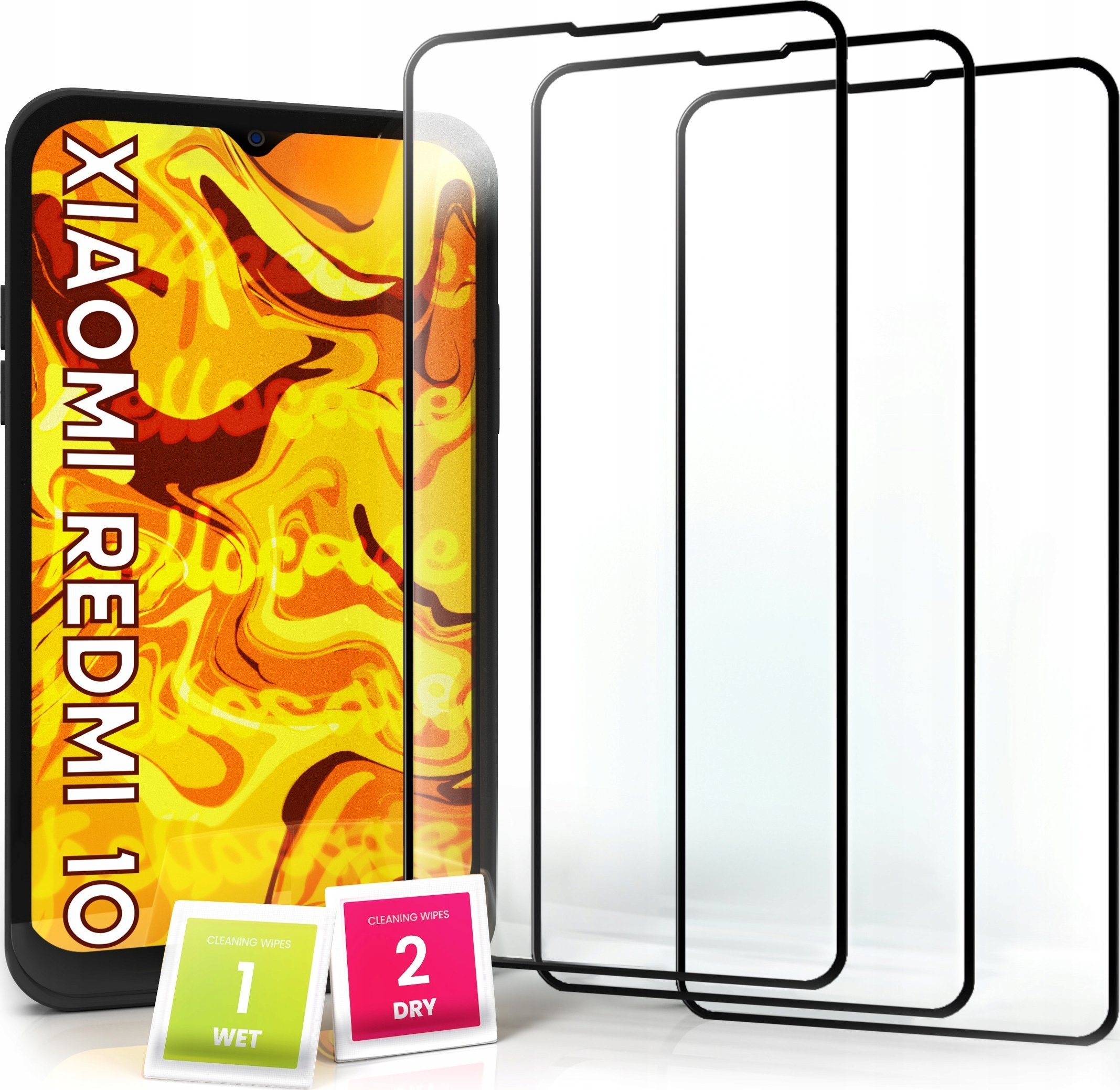 Hello Case 3-pak SZKŁO HARTOWANE DO Xiaomi Redmi 10 na cały ekran 9H ochronne 5D