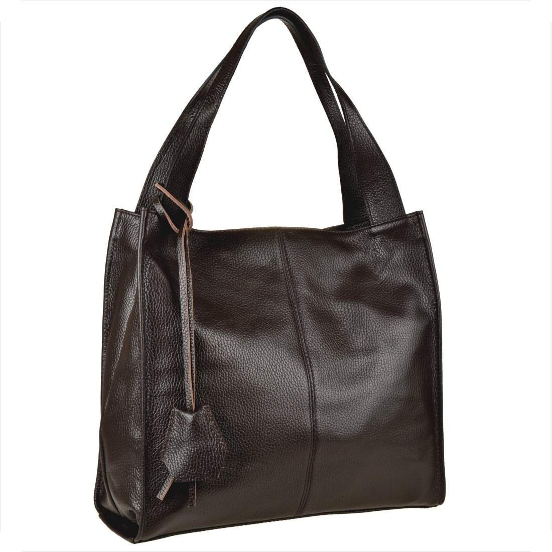 Duża torebka włoska shopper bag skóra naturalna brąz czekolada