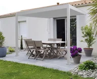Kratki i pergole - Pergola tarasowa do ogrodu, ścienna 3x3 Premium Wall White - Gutroof - miniaturka - grafika 1
