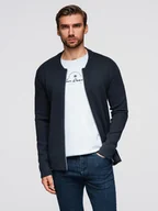 Swetry męskie - Sweter męski gładki na zamek granatowy V1 OM-SWZS-0146 - Ombre Clothing - miniaturka - grafika 1