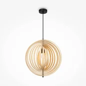 Lampy sufitowe - Lampa zwisowa pojedyncza Roots MOD197PL-01W1 Maytoni japandi czarna beżowa - miniaturka - grafika 1