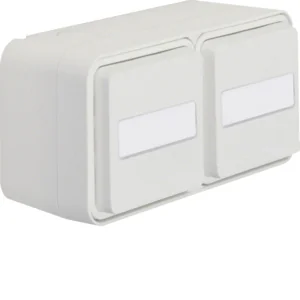 Berker W.1 Berker Gniazdo SCHUKO 2P+Z 2-kr poziome z polem opisowym, kompletne, IP55, biały - Gniazdka elektryczne - miniaturka - grafika 1