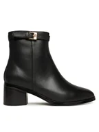 Botki damskie - Tommy Hilfiger Botki Th Buckle Riding Mid Heel Bootie FW0FW08859 Czarny - miniaturka - grafika 1