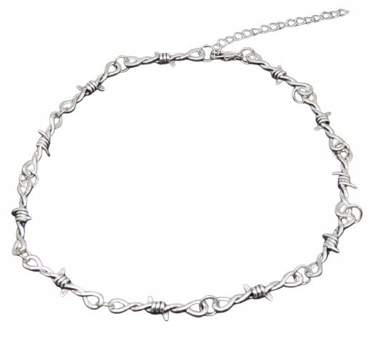 Gotycki Naszyjnik łańcuszek z Drutem Kolczastym Cierniowy Goth prezent Y2K