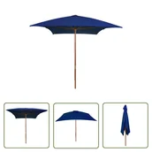 Parasole ogrodowe - The Living Store Parasol ogrodowy na drewnianym słupku - niebieski - 200x300 cm - Parasol Ogrodowy - miniaturka - grafika 1