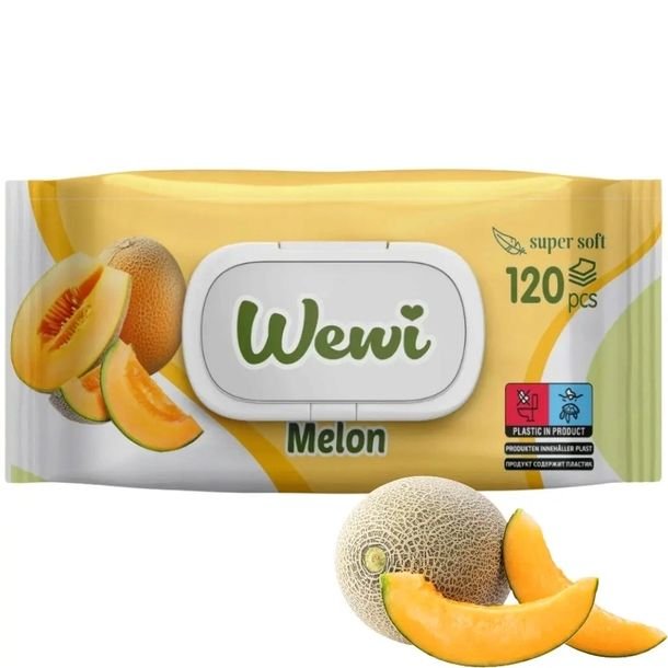 Chusteczki nawilżające do rąk i ciała Wewi Melon także dla dzieci 120 szt.
