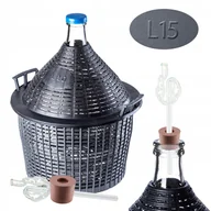 Pojemniki kuchenne - KADAX Gąsior Na Wino Balon Do Wina 15 Litrów Rurka Korek W Koszyku Zestaw - miniaturka - grafika 1