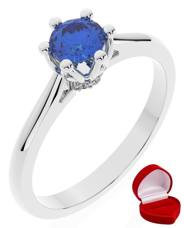 ZŁOTY PIERŚCIONEK ZARĘCZYNOWY 585 14k SZAFIR 0,30 ct BIAŁE ZŁOTO R29