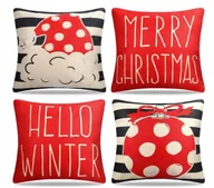 Poszewki na poduszki - POSZEWKI ŚWIĄTECZNE 40X40CM DEKORACYJNE CZERWONE OZDOBNE JAŚKI - miniaturka - grafika 1