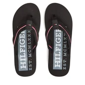 Klapki i japonki męskie - Japonki Tommy Hilfiger Corporate Hilfiger Beach FM0FM05436 Czarny - miniaturka - grafika 1