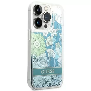 Guess Etui GUHCP14XLFLSN do Apple iPhone 14 Pro Max 6,7" zielony/green hardcase Flower Liquid Glitter - Etui i futerały do telefonów - miniaturka - grafika 4