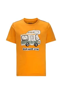 Koszulki dla dziewczynek - Jack Wolfskin t-shirt bawełniany dziecięcy WOLF & VAN T B kolor pomarańczowy z nadrukiem - grafika 1