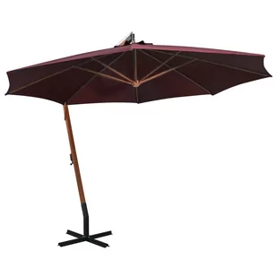 vidaXL Parasol ogrodowy na jodłowym słupku bordowy 3,5x2,9 m 313770 - Parasole ogrodowe - miniaturka - grafika 1