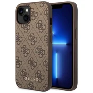 Etui i futerały do telefonów - Etui Guess 4G Metal Gold Logo do Apple iPhone 14 Plus Brązowy - miniaturka - grafika 1