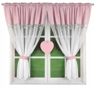 Firany - FIRANA GOTOWA WOAL 400x145 Z FILCEM W KSZTAŁCIE SERCA RÓŻOWA TAŚMA TUNEL - miniaturka - grafika 1