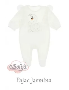 Pajacyki dla niemowląt - Pajac niemowlęcy welur JASMINA ecru 56-68 Sofija, Rozmiar: 56 - grafika 1