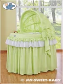 Łóżeczka i kojce - Kosz Mojżesza wiklinowy ze składaną budką- Little Princess zielony - miniaturka - grafika 1