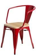 Fotele i krzesła biurowe - D2.Design Krzesło 55x44x73cm Paris Arms Wood czerwone/jesion 5902385701198 - miniaturka - grafika 1