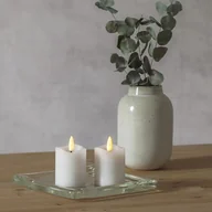 Świece - Szwedzki Zestaw 2x Świeca LED Woskowa FLAMME, Biała, Wotywna, Realistyczny Płomień, Timer, 7,5 cm - miniaturka - grafika 1