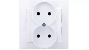LEDart podwójne bez uziemienia, z ramką - Ospel Impresja GP-2Y/00, kolor biały, 16A/250V - Gniazdka elektryczne - miniaturka - grafika 1