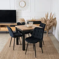 Krzesła - Krzesło Tapicerowane do Jadalni CHRIS Czarne Welurowe Nowoczesne Loft - miniaturka - grafika 1