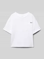 Koszulki dla dziewczynek - T-shirt z wyhaftowanym logo - miniaturka - grafika 1