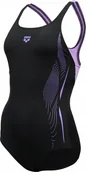Stroje kąpielowe - Arena strój jednoczęściowy na basen dla kobiet Czarno-fioletowy rozmiar D38 - miniaturka - grafika 1