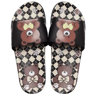 Klapki Damskie Basenowe Z Misiem Czarne Gumowe Ogrodowe Domowe Piankowe Wygodne 36/37 - Klapki i japonki damskie - miniaturka - grafika 1