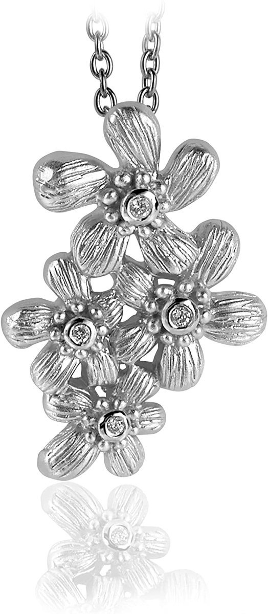 Orphelia Women's Pendant with Necklace 925 Silver Zirconia White flowers