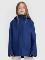 Kurtki i płaszcze dla dziewczynek - 4F Kurtka przejściowa przeciwdeszczowa z gumową powłoką dziecięca - granatowa 122 (6-7 lat) - miniaturka - grafika 1