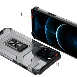 Crystal Ring Case pancerne hybrydowe etui pokrowiec + magnetyczny uchwyt iPhone 12 Pro czerwony - Etui i futerały do telefonów - miniaturka - grafika 8