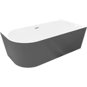 Wanny - Mexen Silo wanna wolnostojąca narożna prawa ryflowana 170 x 80 cm, biała/szara, przelew chrom - 52891708062P-01 - miniaturka - grafika 1